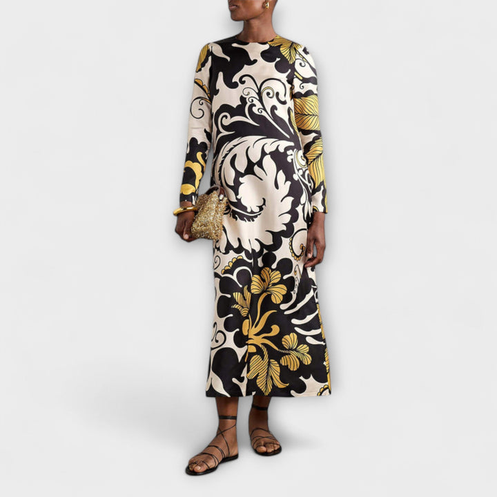 Luana - Působivé Midi Šaty z Saténové Tkaniny