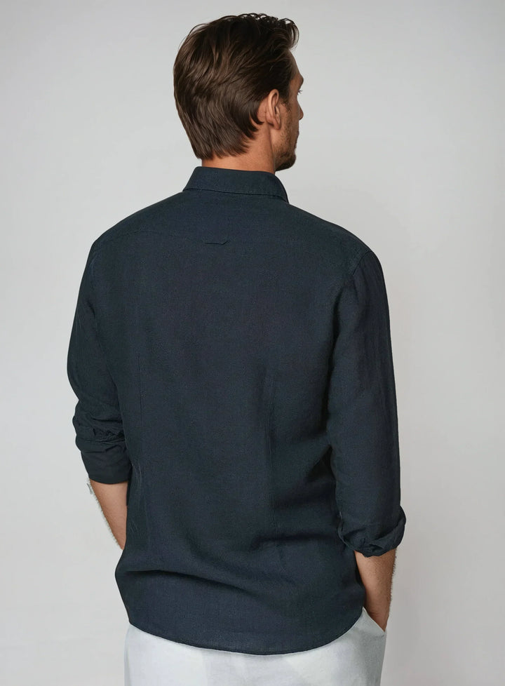 Esenciální Lněná Košile - Námořnická Modrá