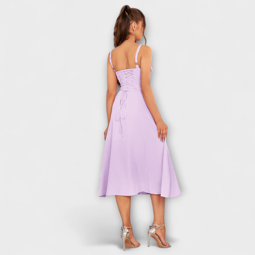 Naděje - Růžový top šaty s detailem rozparku