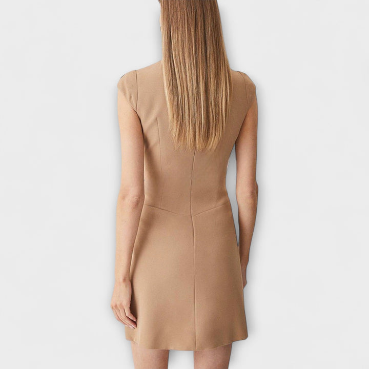 Elowen - Mini šaty s vojenským inspirovaným patchworkem a vysokým límcem